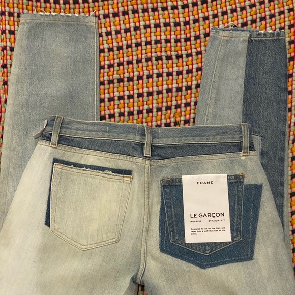 Frame Le Garçon Mid Rise Straight Fit Distressed Unmatched Jeans in size 26 NWT - Picture 10 of 16